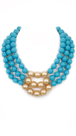 3 Strand Blue Beads Neck