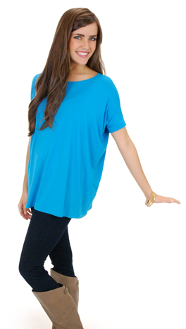 Outside the Box SS Top, Bright Blue