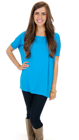 Outside the Box SS Top, Bright Blue