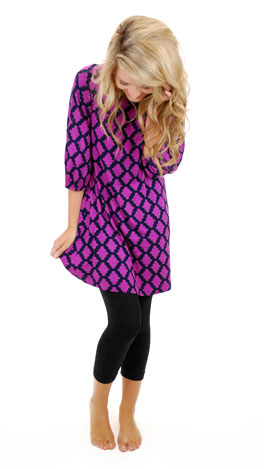 Basic Boatneck Tunic, Boysenberry Diamond