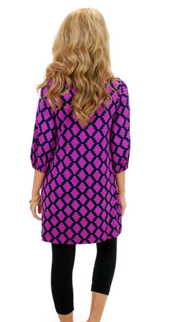 Basic Boatneck Tunic, Boysenberry Diamond