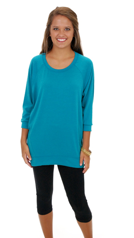Slouchy Dolman Tunic, Dark Jade