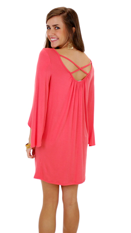 X-Back Frock, Coral - Dresses - The Blue Door Boutique