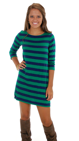 Basic Boatneck, Green Stripe