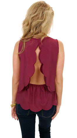 Scallop Back Tank, Wine