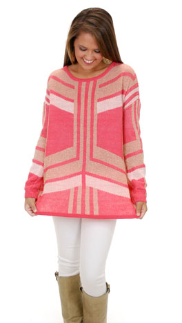 Gold Hearted Sweater, Coral