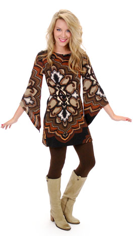 Kaleidoscope Dress, Brown Knit