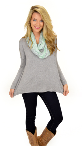 Pleat Back Tee, Grey