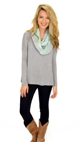 Pleat Back Tee, Grey
