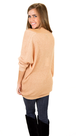 Slouchy V Sweater, Nude