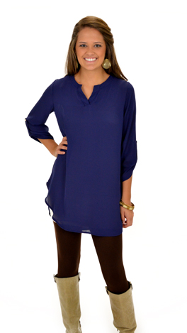 Simply Solid Tunic, Navy