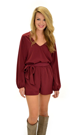 Date Night Romper, Burgundy