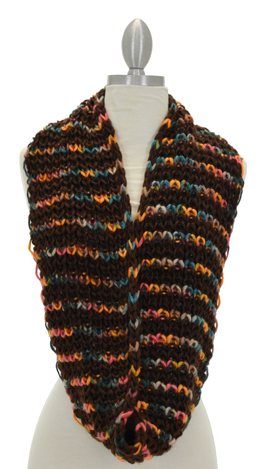 Crochet Infinity Scarf, Brown