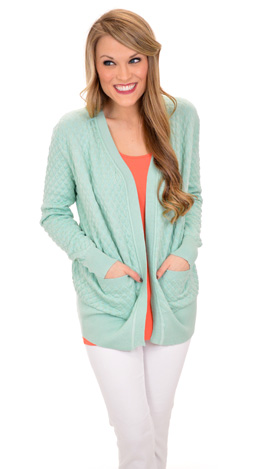 Quilted Cardi, Mint