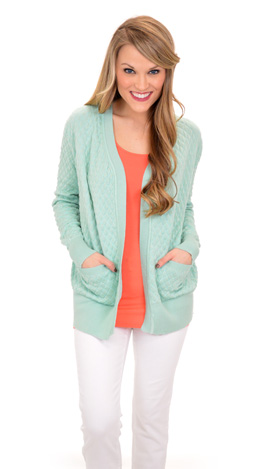 Quilted Cardi, Mint