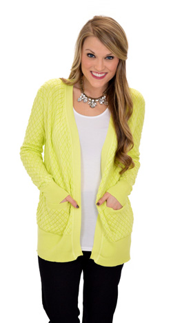 Quilted Cardi, Yellow