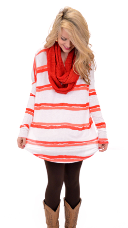 Oasis Tunic Tee, Red Stripes