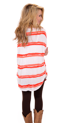 Oasis Tunic Tee, Red Stripes
