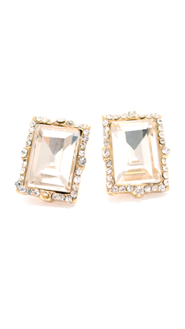 emerald cut diamond stud