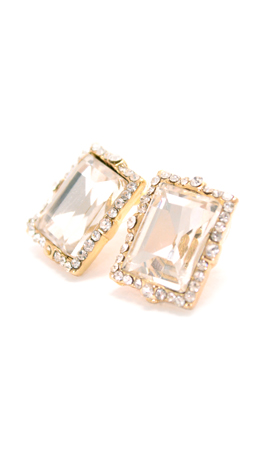 emerald cut diamond stud - Accessories - The Blue Door Boutique