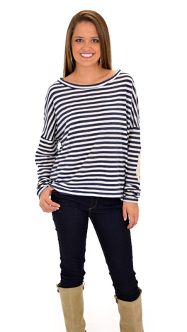 Swirls and Stripes Top, Navy