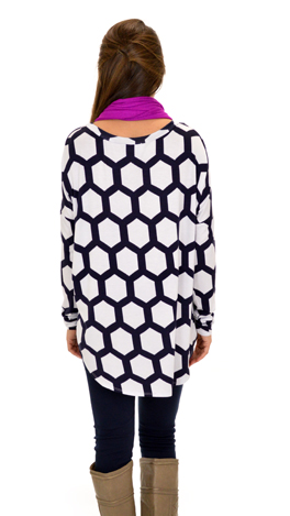 Oasis Tunic Tee, Navy Geo