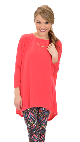 Cozy Folks Tee, Coral