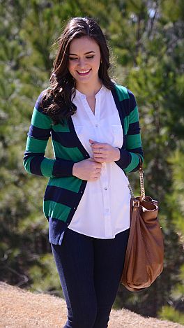 Best Boyfriend Cardigan, Navy Stripe