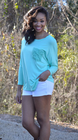 Lace Pocket Tee, Mint