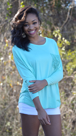 Lace Pocket Tee, Mint