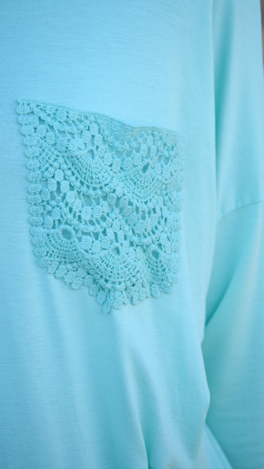 Lace Pocket Tee, Mint