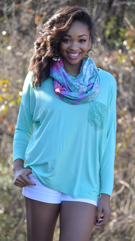 Lace Pocket Tee, Mint