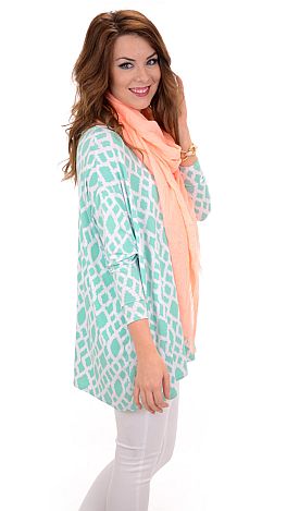 Slouchy Caftan, Mint Ikat