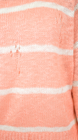 Slouchy Stripes Sweater, Coral