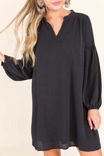 Solid Crepe Dress, Black