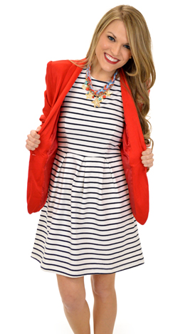Sail or Stripe Dress, White