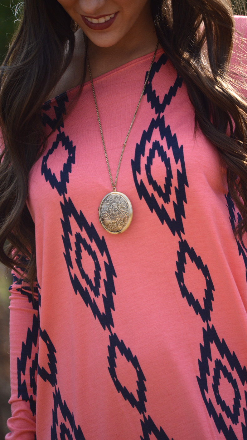 Box Tunic, Coral Aztec