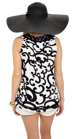 Black Scroll Top