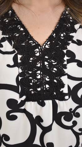 Black Scroll Top