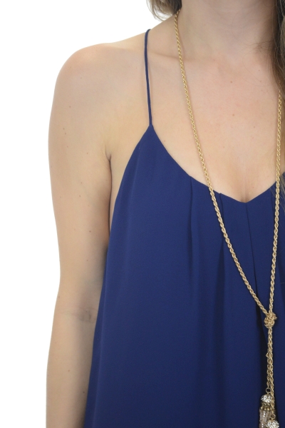 Button Back Cami, Navy