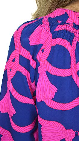 Mary Mac Blouse, Navy Pink Rope