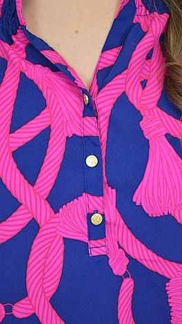 Mary Mac Blouse, Navy Pink Rope