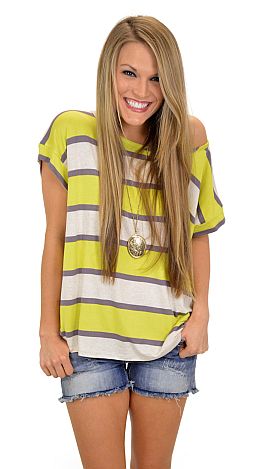 Going on Stripe Top, Lime