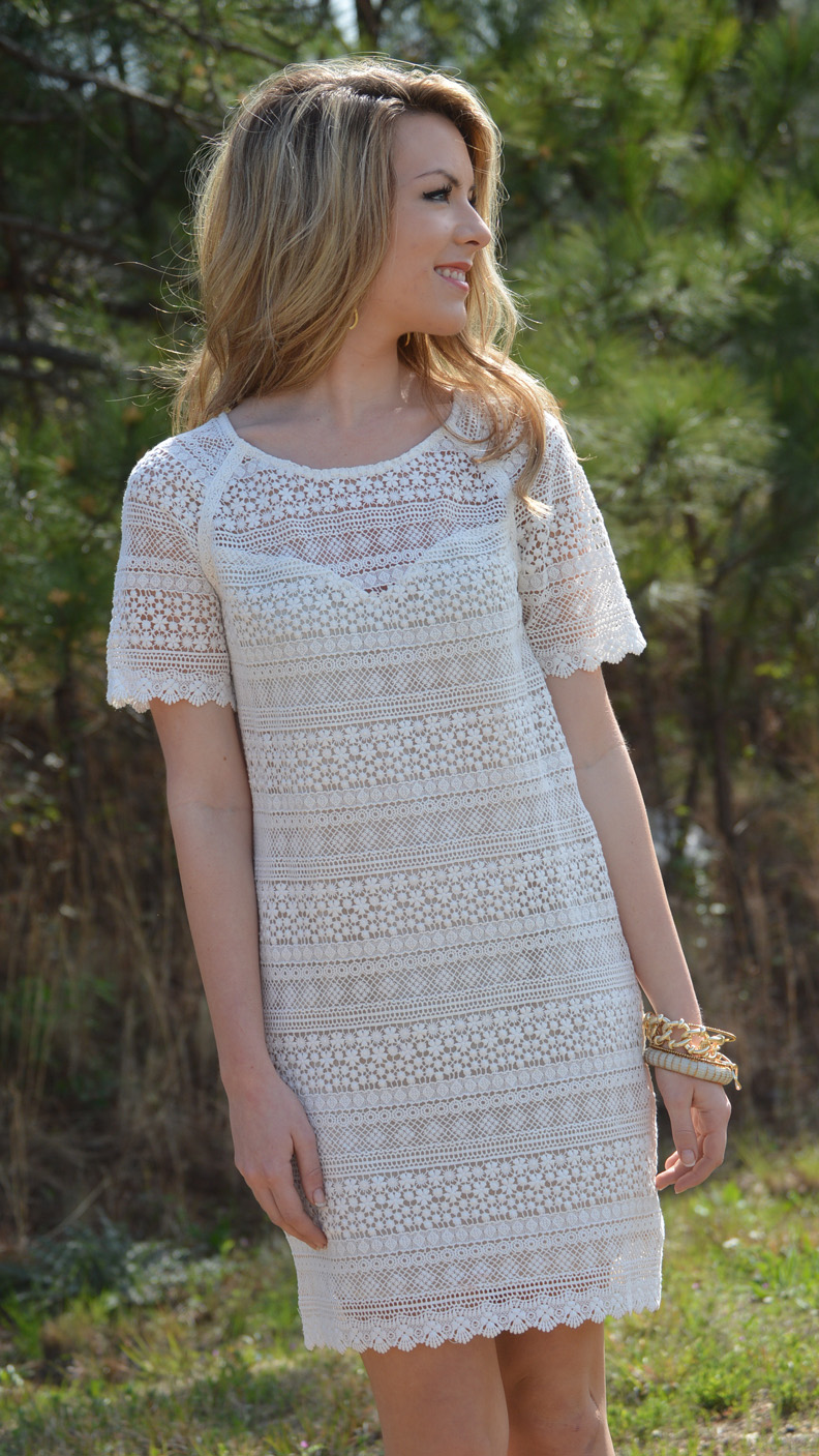 Crochet and Cream Dress Dresses The Blue Door Boutique