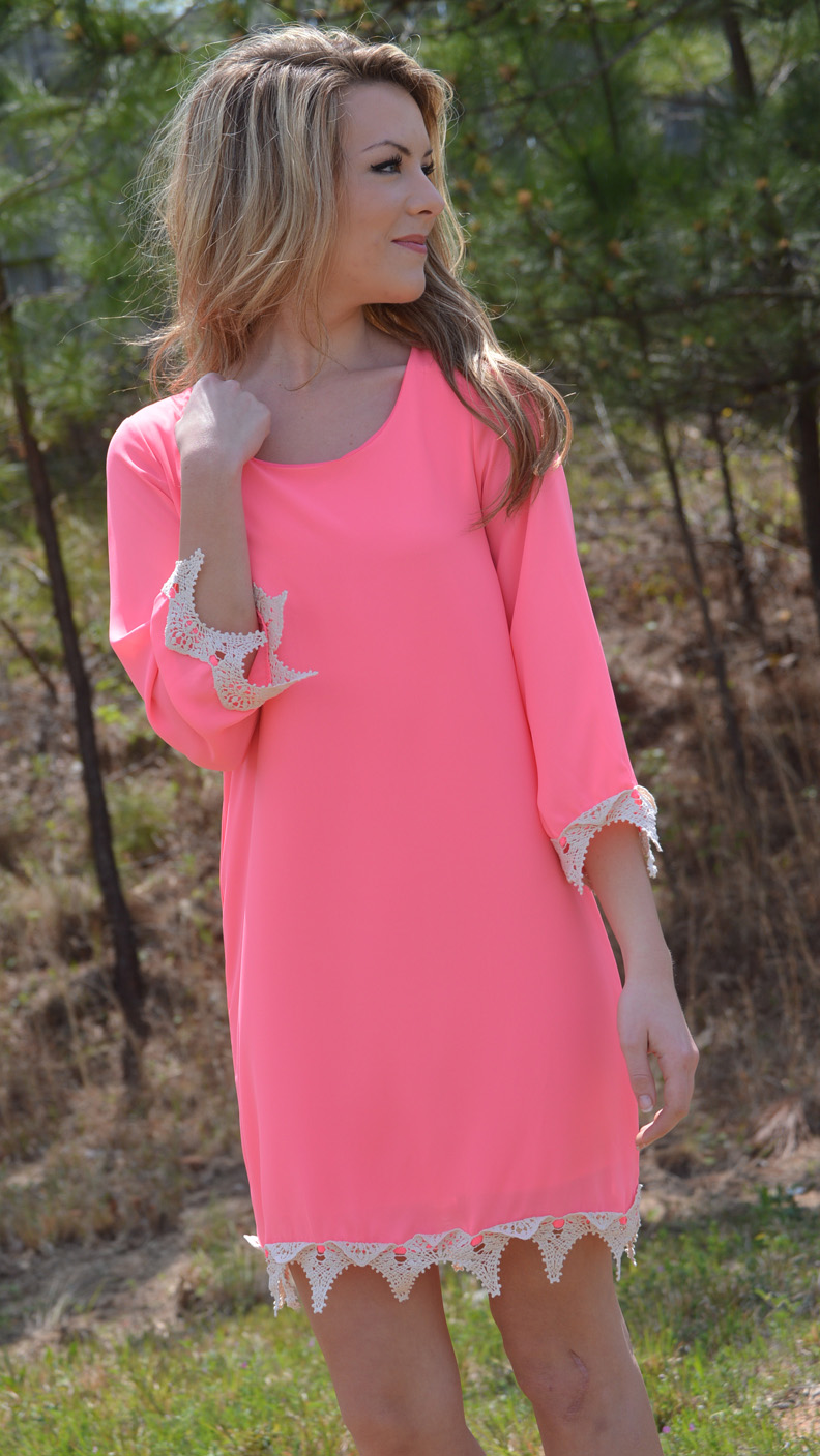 Lace Hemline Dress, Neon