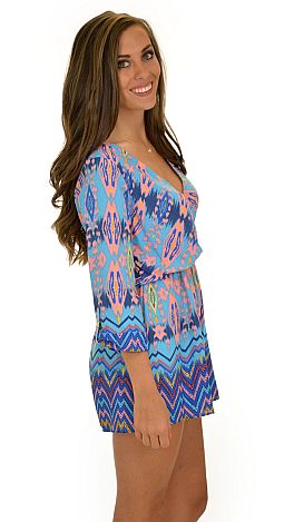 Book The Trip Romper In Turquoise main image 1