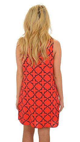 Trellis Print Dress, Red