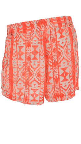 Printed Shorts, Neon Coral