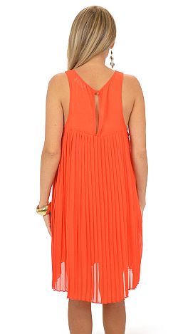 Orange Accordion Dress - The Blue Door Boutique