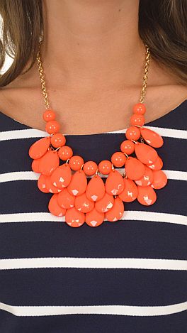 Layered Drop Necklace, Orange